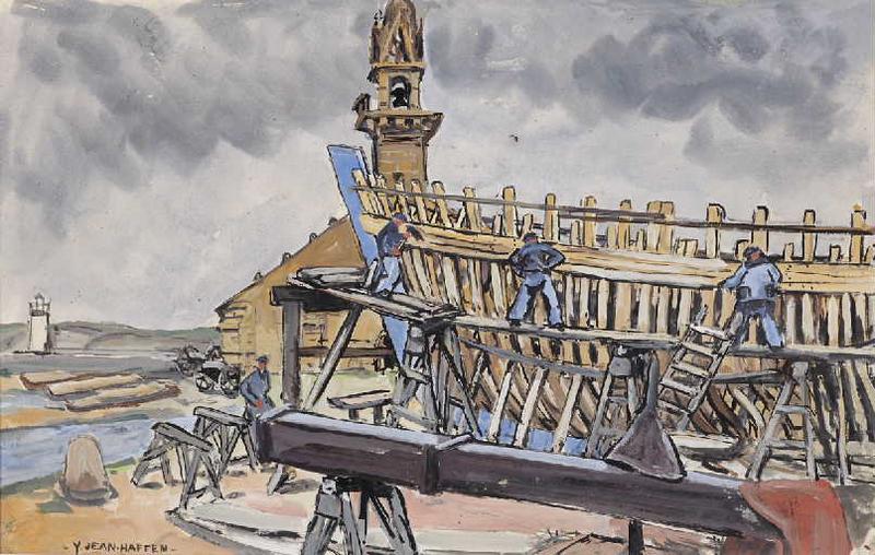 Chantier de construction à Camaret, Yvonne Jean-Haffen