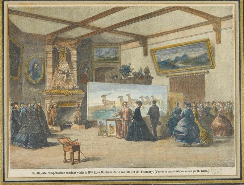 Sa Majesté l'Impératrice Eugénie rendant visite à Mlle Rosa Bonheur dans son atelier de Thomery_0