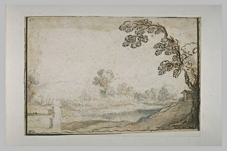 Paysage avec un arbre à droite et un mur à gauche_0