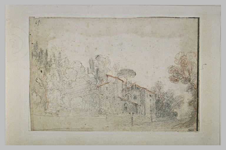 Paysage avec une maison entourée d'arbres_0
