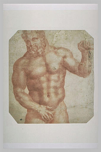 Hercule nu, de face, vu à mi corps, le bras gauche levé_0