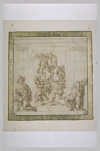 Relief avec Andrea Doria recevant de saint Michel le drapeau de la Victoire_0