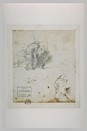 Trois figures conversant et une étude d'épaule_0