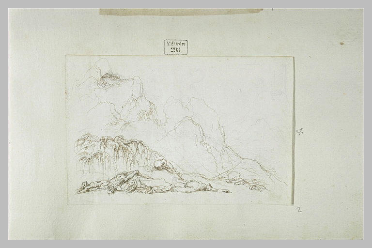 Paysage rocheux avec des cadavres et des chevaux morts_0