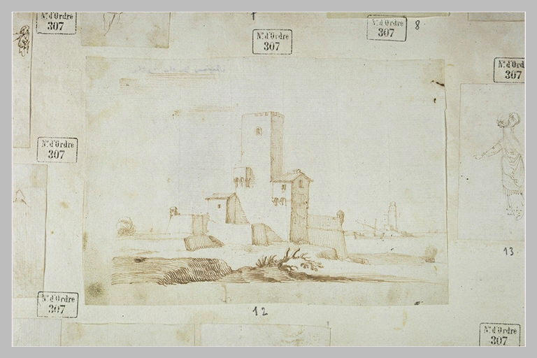 Port de mer avec une tour et des remparts_0