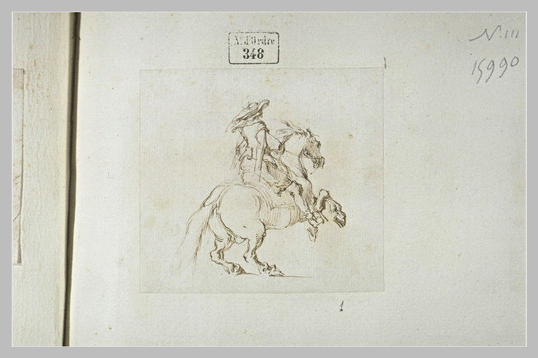 Cavalier sur un cheval cabré, se dirigeant vers la droite_0