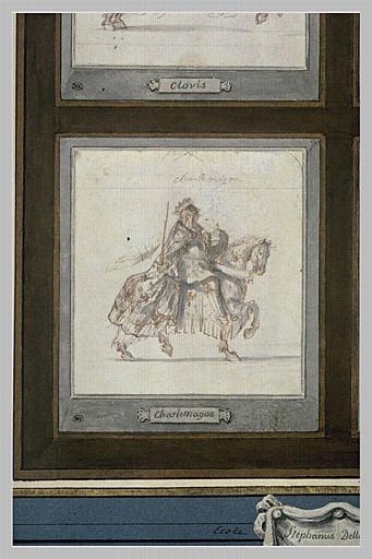 Charlemagne à cheval, de profil vers la droite_0