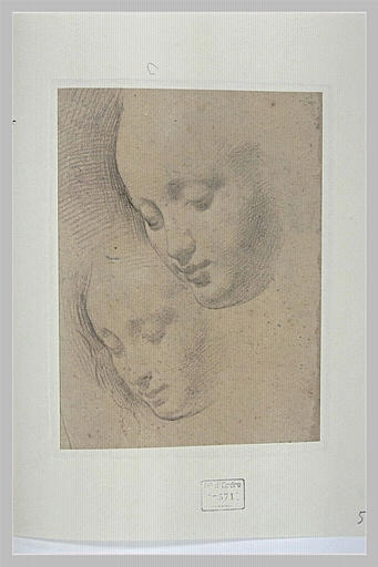 Deux têtes de femme, de trois quarts, les yeux baissés_0