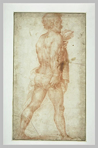 Homme nu, debout, marchant vers la droite_0