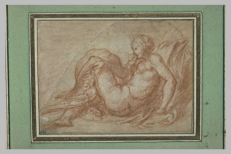 Figure de femme assise, de profil : étude pour Leda et le cygne_0