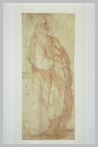 Homme debout, drapé, de trois quarts à droite_0