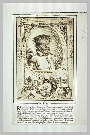 Portrait en buste du poète Ganaïff, lauré, dans un cartouche_0