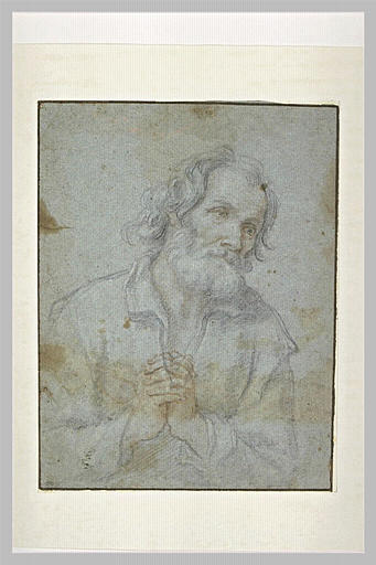 Homme barbu, à mi-corps, les mains jointes_0