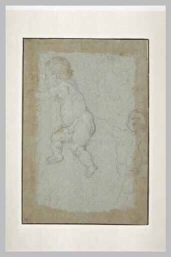 Deux enfants, nus, l'un assis et l'autre debout_0