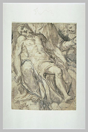 Le Christ mort dans les bras de la Vierge, un ange à droite_0