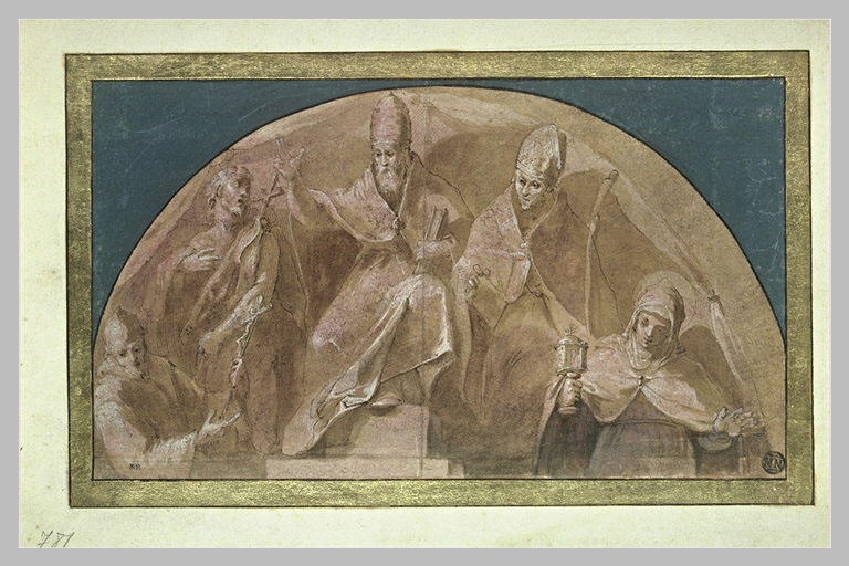 Un pape, un évêque, saint François, saint Jean-Baptiste et sainte Claire_0