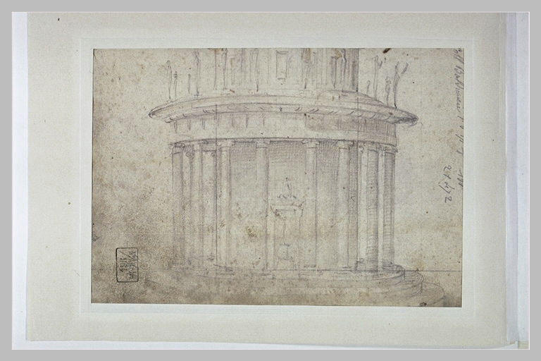 Etude d'un bâtiment en rotonde, orné de statues_0