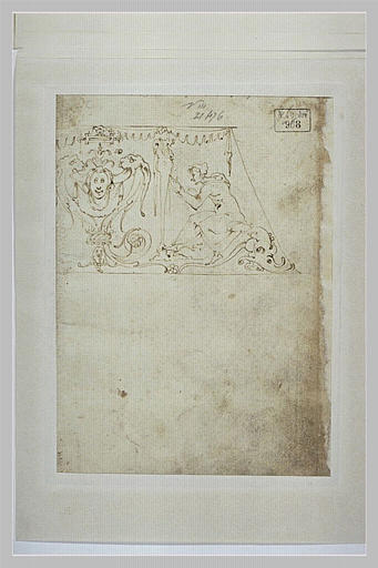Etude de grotesques avec une vieille femme assise suppliant un terme_0