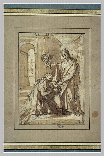 Sainte Catherine de Sienne à genoux, choisissant la couronne d'épines_0