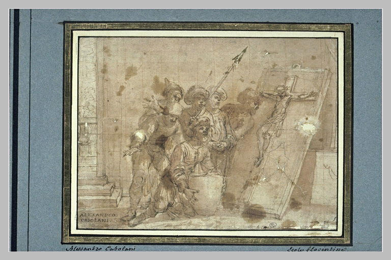 Scène miraculeuse : conversion des soldats voyant le sang couler du crucifix_0
