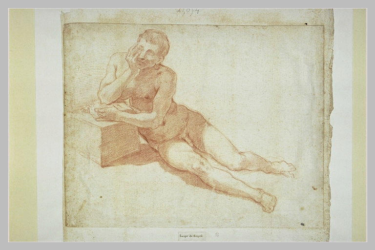Homme nu, à demi-étendu, appuyé sur un socle_0