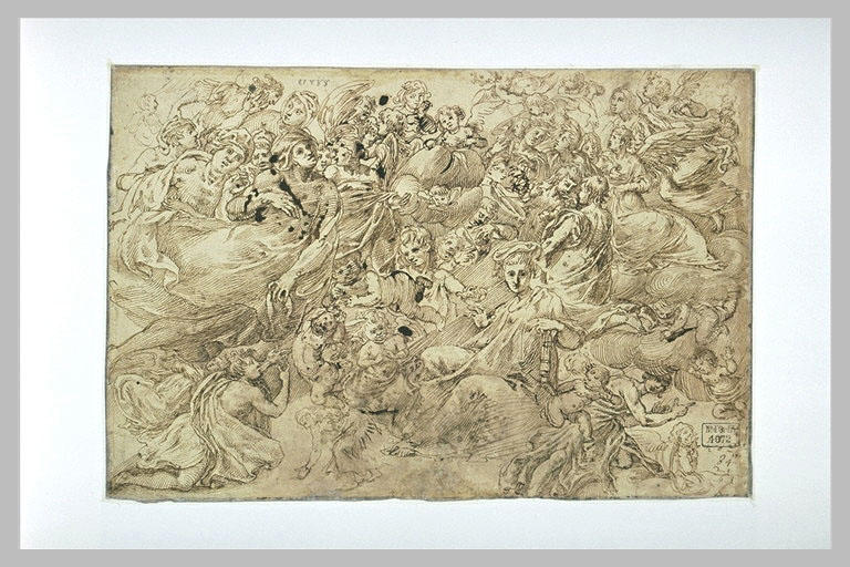 Etude de figures volantes : saints, élus, anges, putti_0