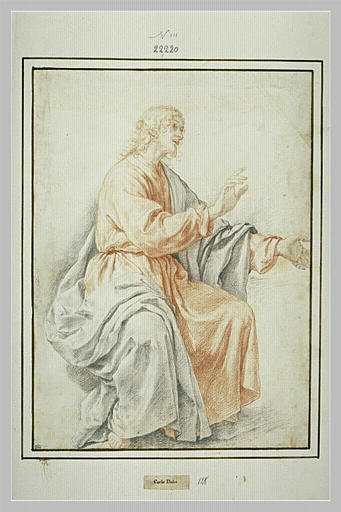 Homme drapé, assis, de profil vers la droite, prêchant_0
