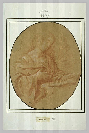 Demi-figure de femme assise, retenant une draperie, lisant_0