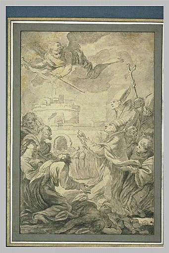 Saint Grégoire priant un ange pour obtenir la cessation de la peste, à Rome_0