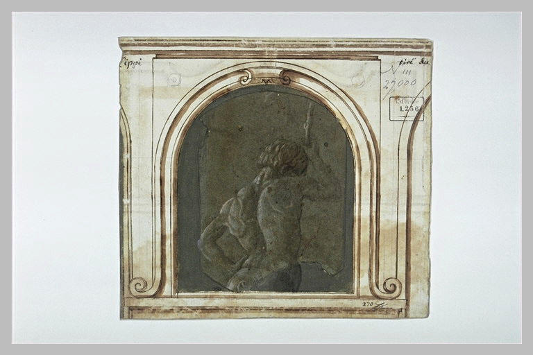 Demi-figure d'homme nu, de dos, appuyé sur un bâton_0