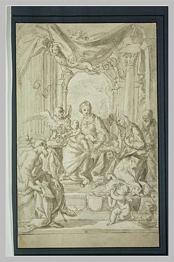 Vierge à l'Enfant entre un ange, saint Joachim, sainte Anne et saint Joseph_0