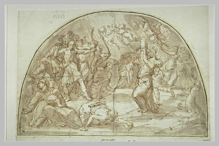 Martyre de sainte Christine, attachée à une colonne, recevant des flèches_0