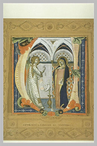 Miniature tirée d'un livre de choeur : lettre U, Annonciation_0