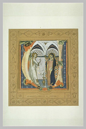 Miniature tirée d'un livre de choeur : lettre U, Annonciation_1