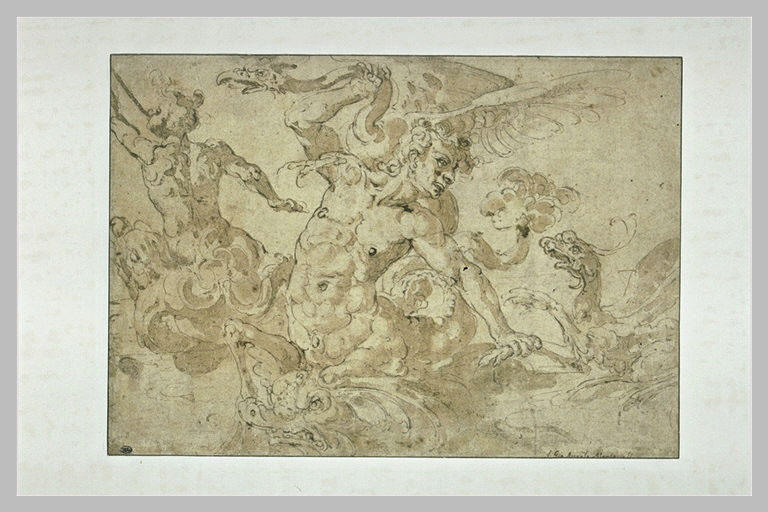 Deux tritons montés sur des monstres marins_0