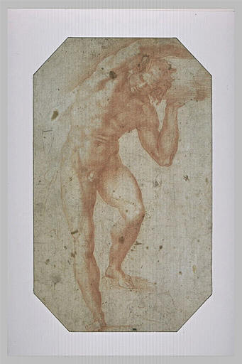 Homme nu soutenant un poids, vu de face: Atlas ?_0
