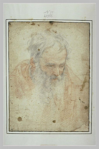 Homme barbu, vue en buste, penché en avant_0