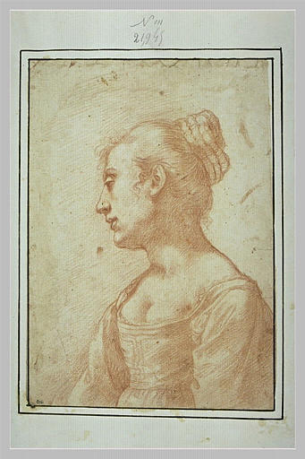 Buste de femme, vue de profil, tournée vers la gauche_0