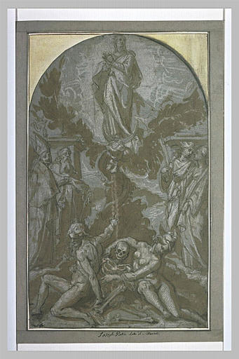 L'Immaculée Conception entourée de quatre saints et Adam et Eve_0