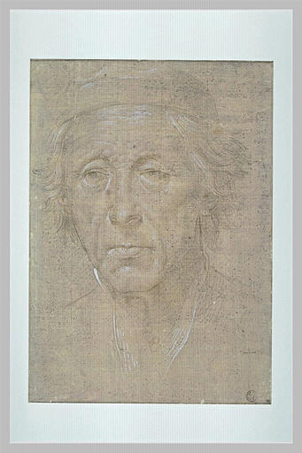 Tête d'homme âgé, de face, coiffée d'une toque_0
