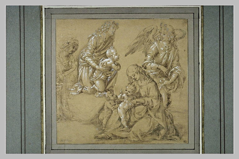 Vierge à l'Enfant avec le petit saint Jean ; un ange ; et autres figures_0