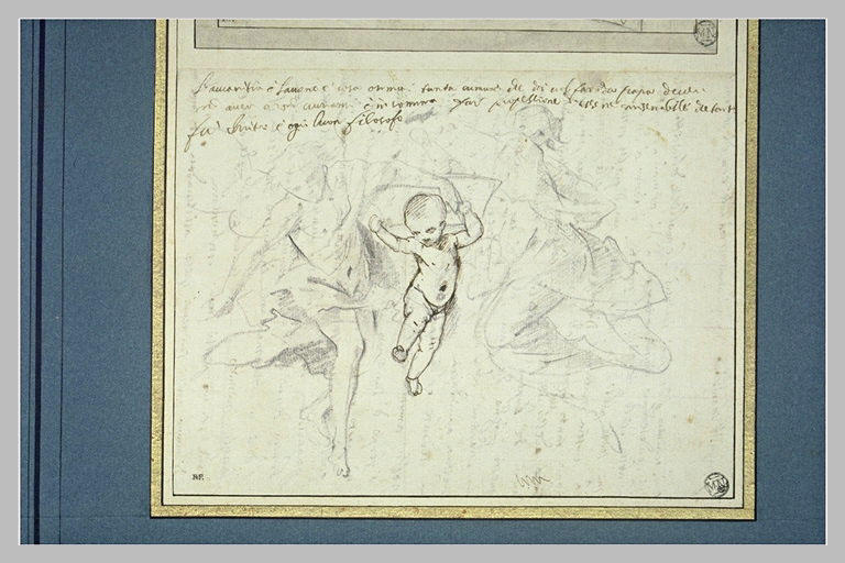 Deux anges, l'un d'eux tenant à la main un angelot_0