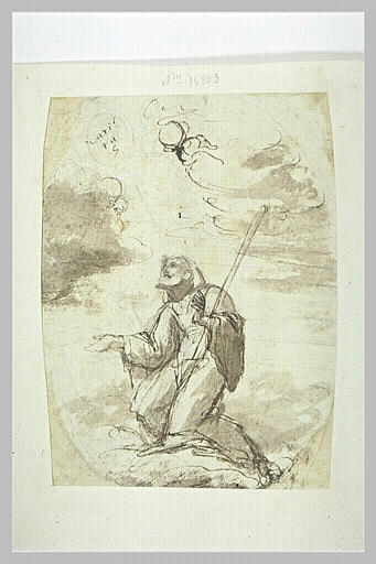 Vieillard à genoux ouvrant les bras, regardant au ciel : un saint ?_0