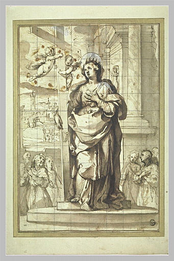 Sainte Hélène tenant une croix soutenue par deux anges_0
