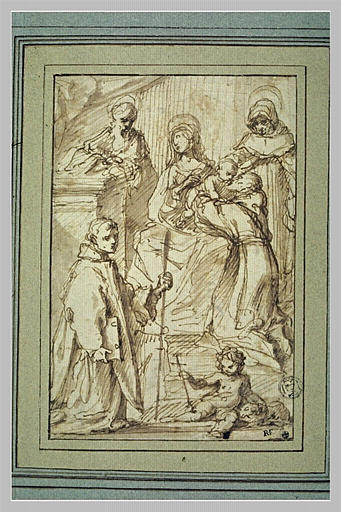 Vierge à l'Enfant avec quatre saints et le petit saint Jean Baptiste_0