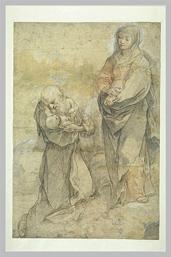 Saint François tenant l'Enfant dans ses bras, devant la Vierge_0