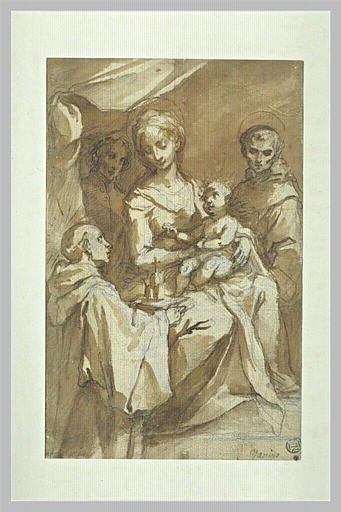 Saint Bernardin de Tolomei présente à la Vierge le modèle de Monte Oliveto_0
