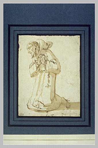 Saint François agenouillé, de profil vers la gauche, en prière_0