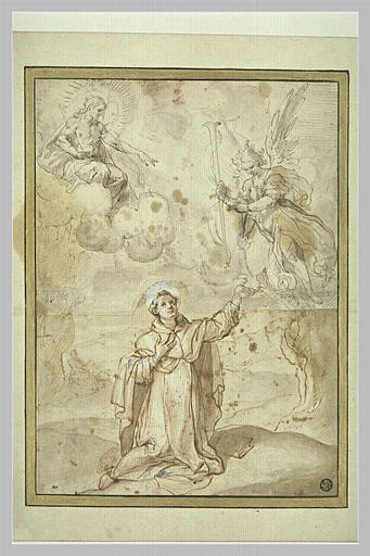 Le Christ et un ange apparaissant à un saint religieux_0