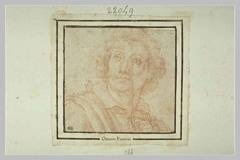 Buste d'homme vu de face, le regard fixé vers le haut_0